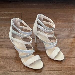 Kelly & Katie strappy heels - tan suede & gold 8
